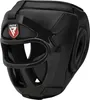 A black RDX Sports T1 head guard with a removable face cage, shown from the front. Voir les images du produit