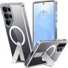 Multiple views of a clear phone case with a magnetic ring and kickstand for a Samsung Galaxy S25 Ultra. Anteprima dell’immagine prodotto