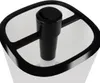Close-up shot of the top of a white dispenser with a black cap and frame. Anteprima dell’immagine prodotto
