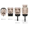Four car seats of varying sizes are displayed side-by-side against a white background, each labeled with its size range. Náhľad obrázku produktu