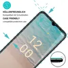 A close-up of a smartphone screen with a protective film applied, showing the time and date. Produktbild-Vorschau