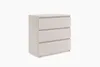A three-drawer chest of drawers on a white background. Produktbild-Vorschau