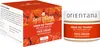 A product shot of a face cream jar and its box, both featuring orange and white branding with illustrations of physalis fruits. Produktbild-Vorschau