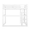 A white bunk bed frame with a ladder and shelves, shown against a white background. Anteprima dell’immagine prodotto