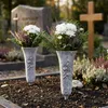 Wetterfeste Grabvase mit Rosenmotiv Grau, Steckvase für Produktbild-Vorschau 2