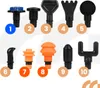 A collection of 10 massage gun attachments arranged in two rows on a light gray and white background. Produktbild-Vorschau