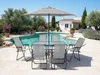 Gartentisch und -stühle mit Sonnenschirm aus Metall Produktbild-Vorschau 2