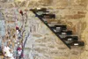 A metal wine rack mounted on a stone wall, holding several bottles of wine. Decorative branches with dried flowers are in the foreground. Podgląd zdjęcia produktu