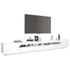 A white TV stand with a large, dark gray TV mounted above it, against a white background. Náhled obrázku produktu