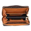 An open brown wallet with tan interior compartments. Anteprima dell’immagine prodotto