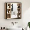 A bathroom cabinet with a mirror and shelves filled with toiletries, mounted above a sink. Produktbild-Vorschau