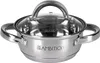 A stainless steel pot with a glass lid and two handles, shown from a front-facing angle on a white background. Náhled obrázku produktu