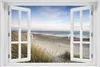 Wallario Wandbild mit Fenster-Illusion: Strandspaziergang Produktbild-Vorschau 1