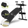 A black slant board fitness bench with various features highlighted by callouts and close-up insets. Anteprima dell’immagine prodotto
