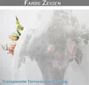A sheer white curtain is draped over a bouquet of pink and white roses and greenery, suggesting an outdoor setting. Produktbild-Vorschau