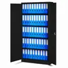 A black metal filing cabinet filled with blue binders, with one door open. Anteprima dell’immagine prodotto