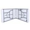 The underside of a white folding table with a gray metal frame, shown in an open position. Produktbild-Vorschau