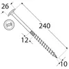 CT 25x viti da costruzione 10x240mm T40 testa a disco viti Anteprima dell’immagine prodotto 2