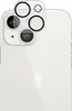 A close-up view of a smartphone camera lens protector applied to the back of a white smartphone. Produktbild-Vorschau