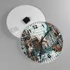 Wanduhr - Rund - Glasuhr - Stadt Straße Haus - 40x40cm - Produktbild-Vorschau 2