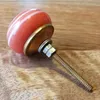 Möbelknauf aus Keramik Shabby Chic - Streifen - orange-weiß Produktbild-Vorschau 5