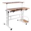 A white background with a two-tiered adjustable computer desk. Produktbild-Vorschau