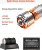 A collage of images showing a rock grinder motor and two types of rock grinders. Produktbild-Vorschau