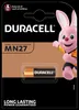 A Duracell MN27 battery in its retail packaging, featuring the Duracell bunny mascot. Produktbild-Vorschau