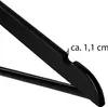 A close-up view of a black wooden clothes hanger, with a measurement indicator. Produktbild-Vorschau