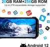 A smartphone displaying a scenic image, surrounded by app icons and text highlighting its features. Produktbild-Vorschau