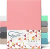 A product image showing multiple colors of a fitted sheet. Produktbild-Vorschau