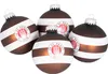 Four brown and white striped Christmas ornaments with the FC St. Pauli logo. Produktbild-Vorschau