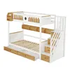 A white and wood bunk bed with stairs and storage drawers. Náhled obrázku produktu
