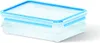 A clear studio shot of a transparent food storage container with a blue lid. Náhľad obrázku produktu