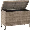 Hochwertig Gartentruhe mit Rollen Grau 110x55x73 cm Poly Produktbild-Vorschau 3
