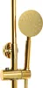 A close-up view of a gold-colored shower system mounted on a wall. Náhled obrázku produktu
