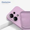 Close-up of a purple phone case, showing the camera cutout and the interior lining. Produktbild-Vorschau