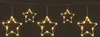 A string of five star-shaped LED lights hanging against a dark background. Produktbild-Vorschau