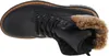 A top-down view of a black boot with fur lining. Voir les images du produit