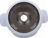 A top-down view of a white and gray plastic lid with a transparent dark gray insert. Produktbild-Vorschau