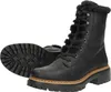 A pair of black leather lace-up boots with faux fur lining, shown on a white background. Voir les images du produit
