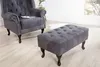 Podnožka CHESTERFIELD ze starožitného mikrovlákna šedá Náhled obrázku produktu 7
