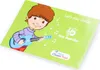 A cartoon illustration of a boy playing a guitar, with musical notes and text on a light green background. Anteprima dell’immagine prodotto