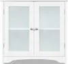 A front view of a white cabinet with frosted glass doors. Podgląd zdjęcia produktu