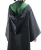Back view of a person wearing a black robe with a green lining. Podgląd zdjęcia produktu