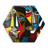 DEQORI Glasbild Echtglas 40x35 cm 'Linolschnitt Gesichter' Produktbild-Vorschau 2
