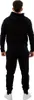 A person wearing a black tracksuit, viewed from the back. Produktbild-Vorschau