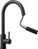 A black kitchen faucet with a pull-down sprayer. Produktbild-Vorschau