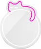 A white circular object with a pink cat-shaped outline on top, against a white background. Produktbild-Vorschau
