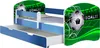 A children's bed with a soccer theme, featuring a soccer ball and net design, with a pull-out drawer. Náhľad obrázku produktu